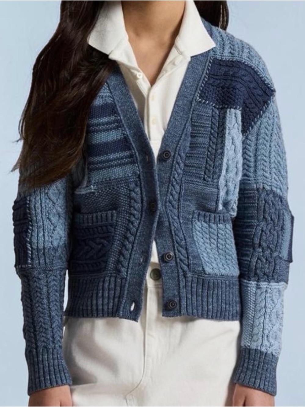 Polo Ralph Lauren Girl’s Cotton Patchwork Cardigan Sweater US Size M 8-10